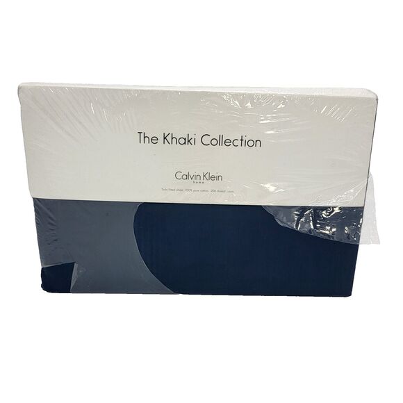 Calvin Klein Khaki Collection Twin Fitted Percale Blue Sheet 100% Cotton Mallard - Picture 1 of 10